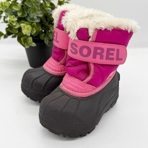 Sorel Snow Commander Winter Boot Toddler Size 6 Waterproof Pink Faux Fur Outdoor